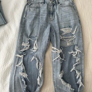 American Eagle Outfitters Blue Boyfriend Distressed Jeans